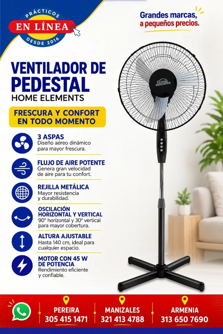 VENTILADOR DE PEDESTAR 3 ASPAS — Muebles prácticos Manizales