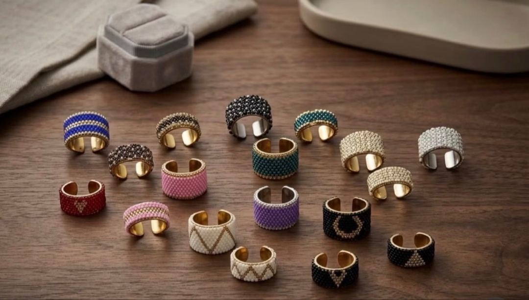 Anillos con base en acero y miyuki — EvE
