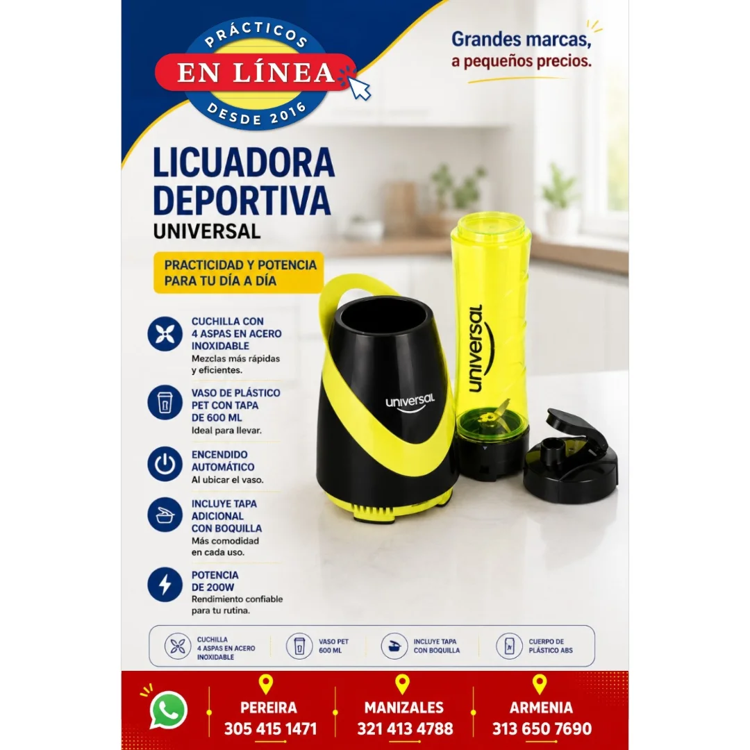LICUADORA DEPORTIVA UNIVERSAL — Muebles prácticos Manizales