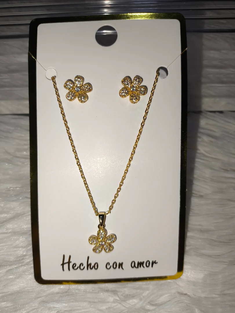 Set de Rodio Flores mariposa y tortuga con Brillos — KIREYA HAND MADE