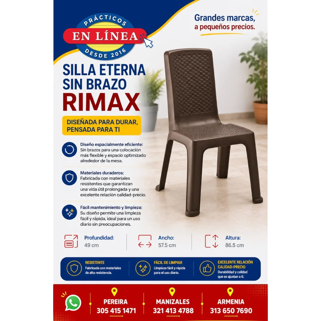 SILLA ETERNA RIMAX - SIN BRAZO — Muebles prácticos Manizales