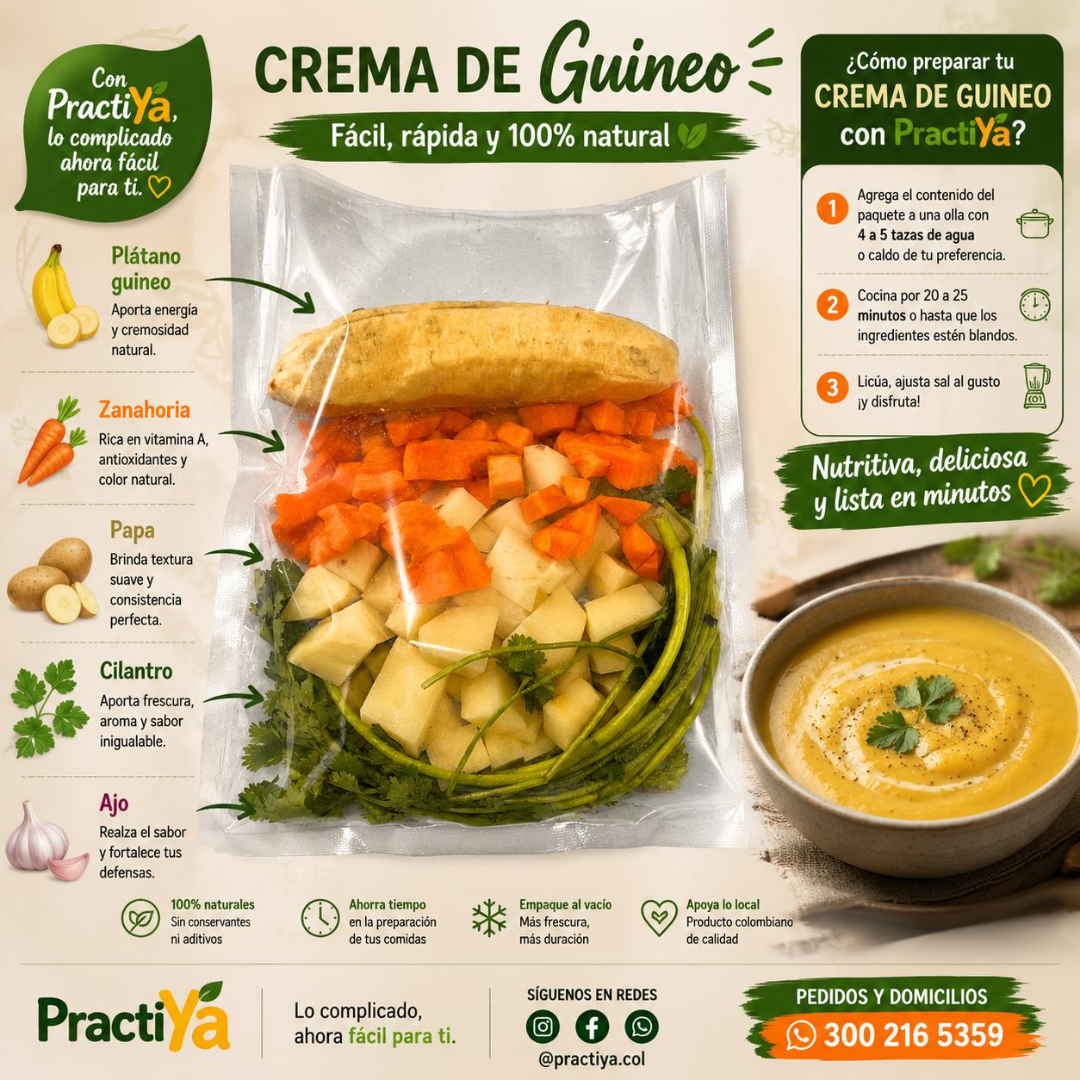 Receta para hacer crema de Guineo x 400gr — Practi Ya