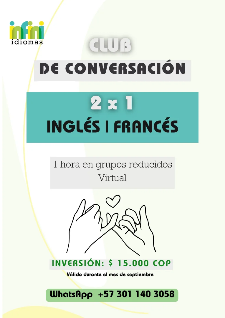 2x1 Club de Conversación en Inglés o Francés — Infini idiomas