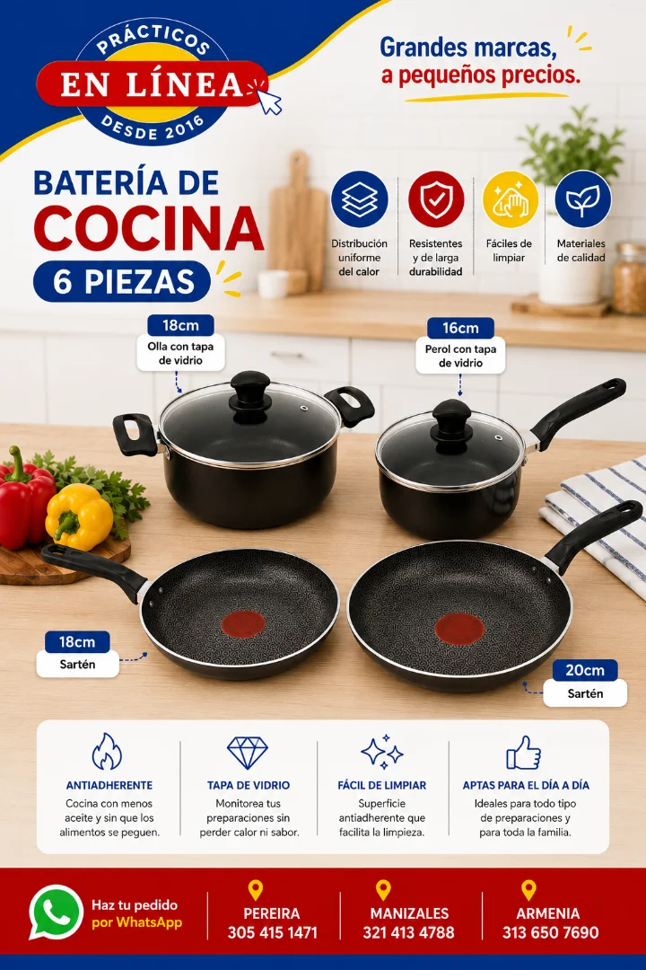 BATERIA IMUSA 6 PIEZAS — Muebles prácticos Manizales