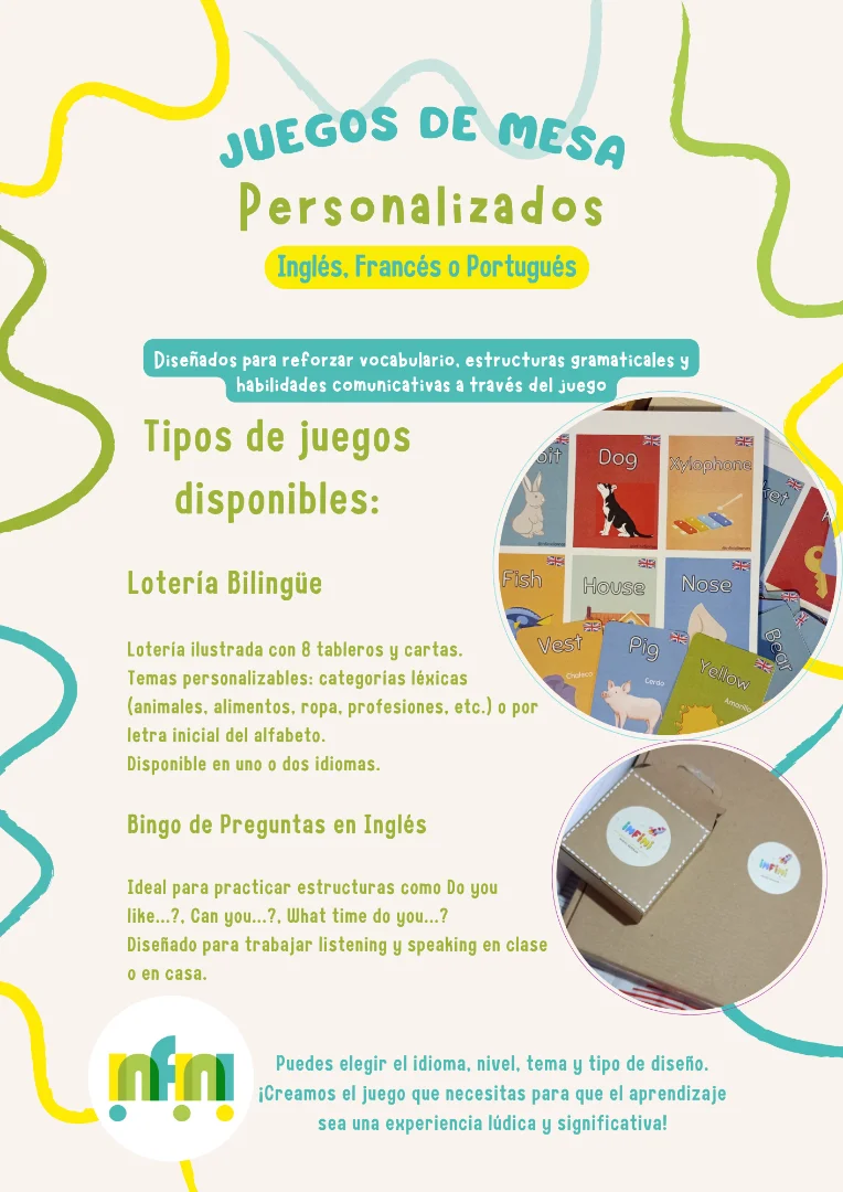 Lotería trilingüe- Inglés, francés, español — Infini idiomas