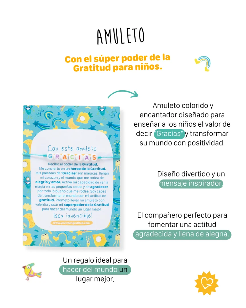 Amuleto Súper Poder Gratitud – Pulsera para Niños — Yo vivo en gratitud