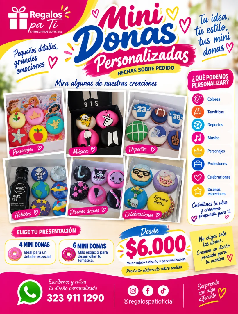 🍩 Mini Donas Personalizadas — Regalos pa Ti