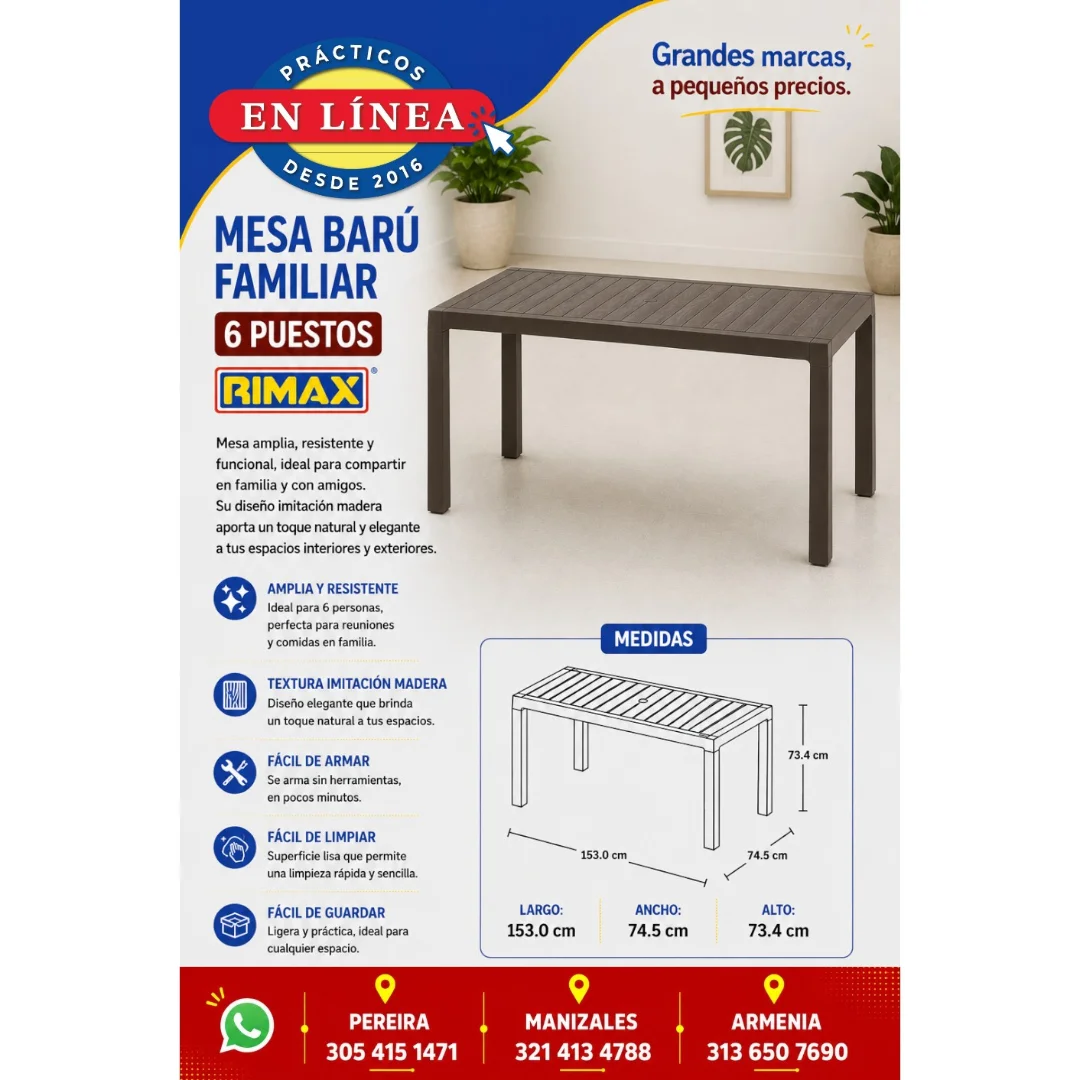 MESA ETERNA FAMILIAR — Muebles prácticos Manizales