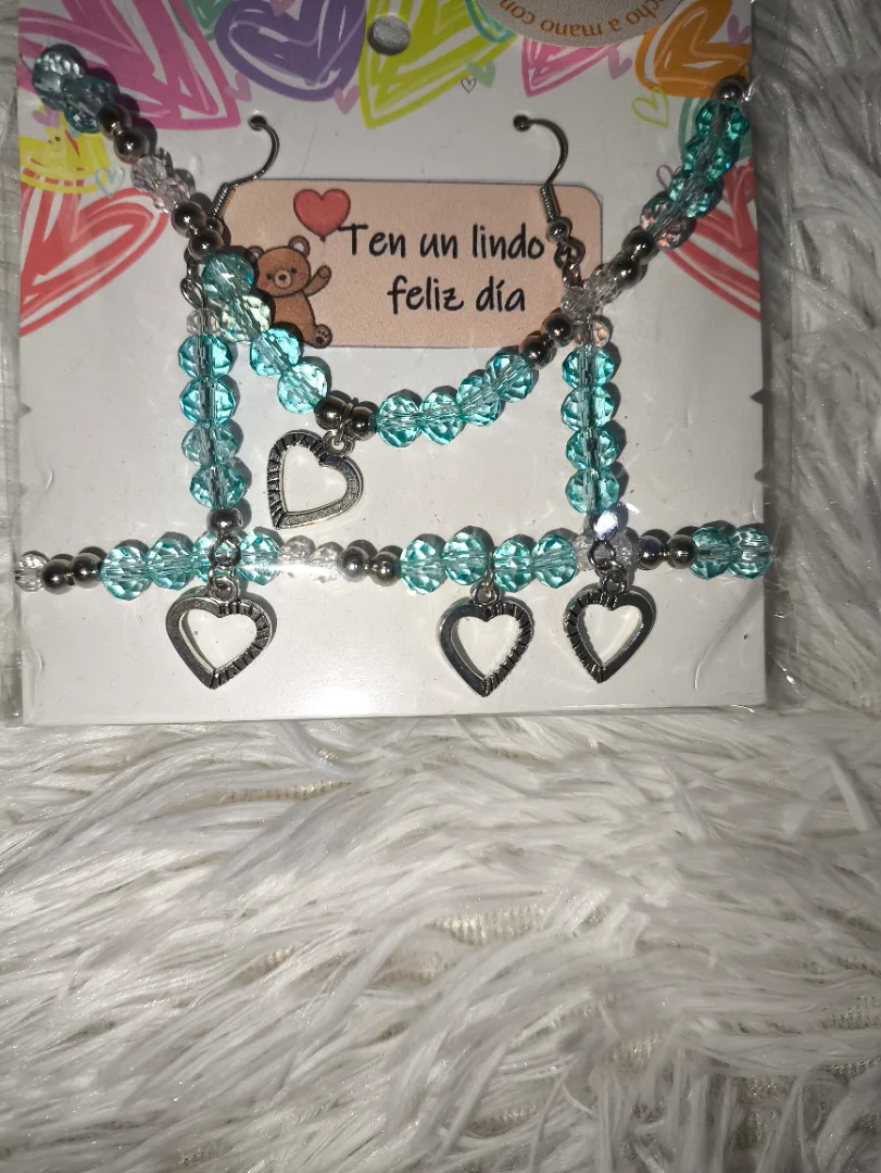 Set de Collar, Pulsera y Aretes con Cristales Murano 💙✨ — KIREYA HAND MADE