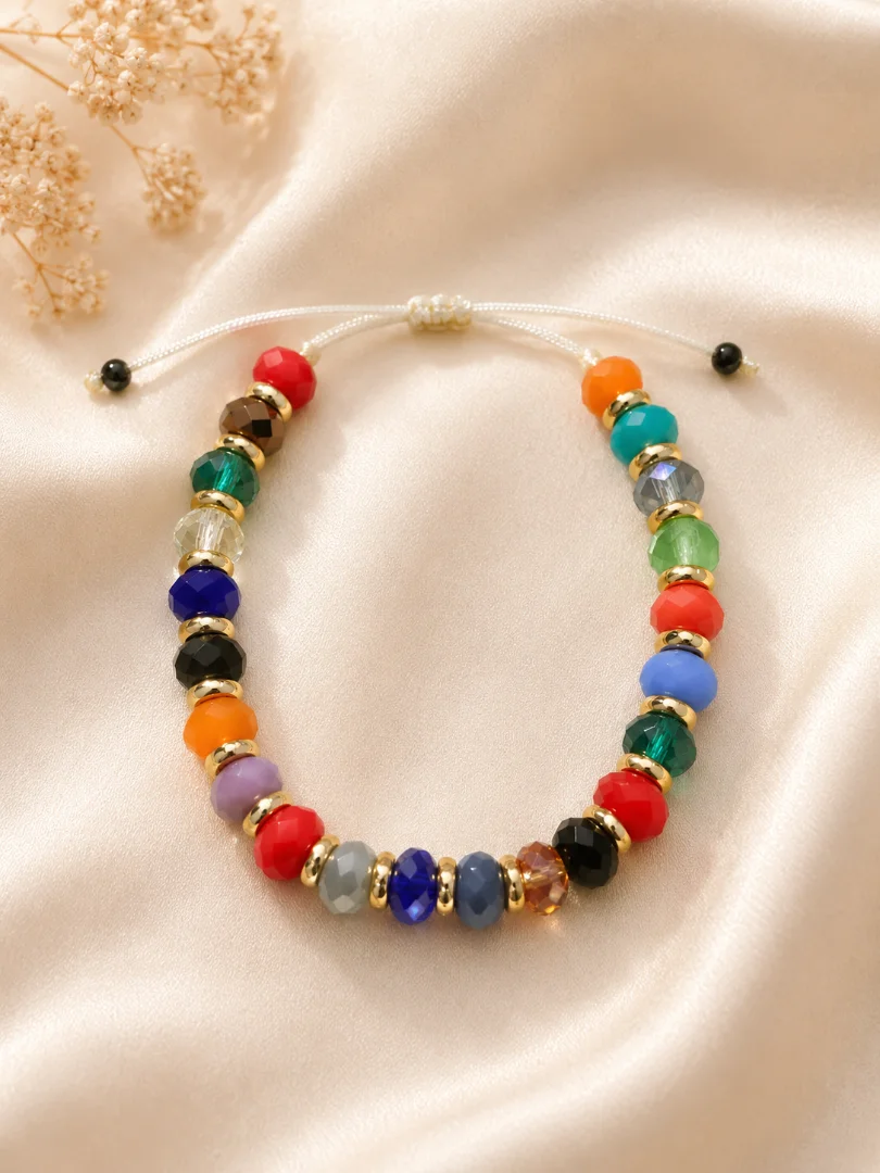 Pulseras graduables en murano de colores y toques dorados — Candelaria Accesorios