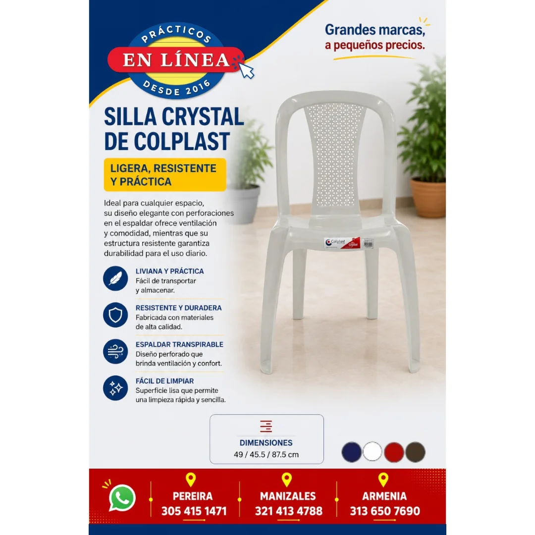SILLA CRYSTAL - COLPLAST — Muebles prácticos Manizales