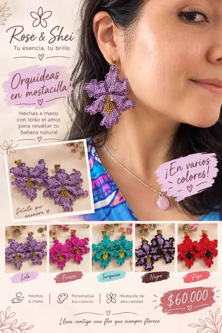 Orquídeas hechas aretes — Rose& Shei accesorios