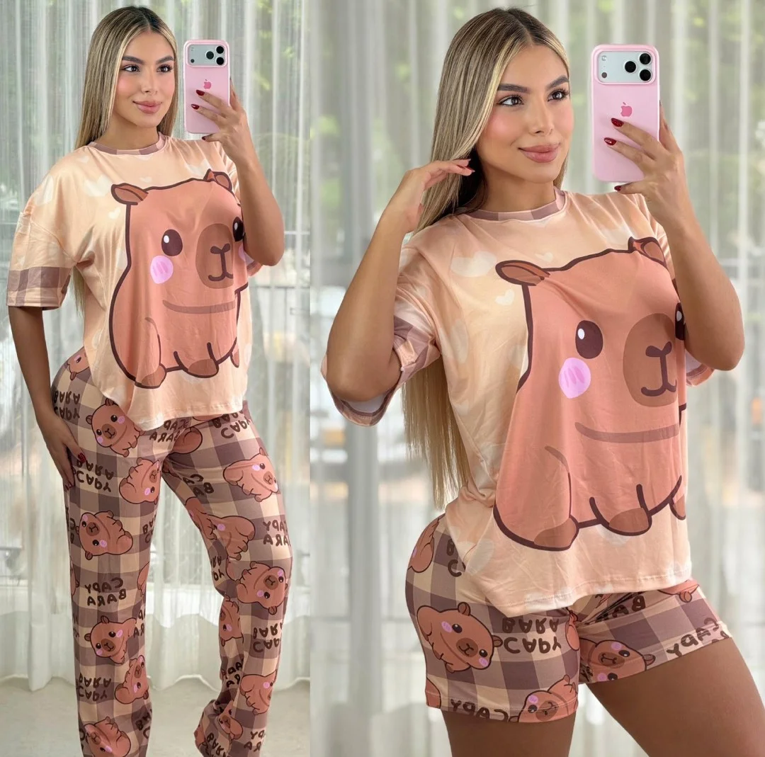 🌸 Pijama Tres Piezas Oversize — Feliz Anochecer - Tienda de Pijamas
