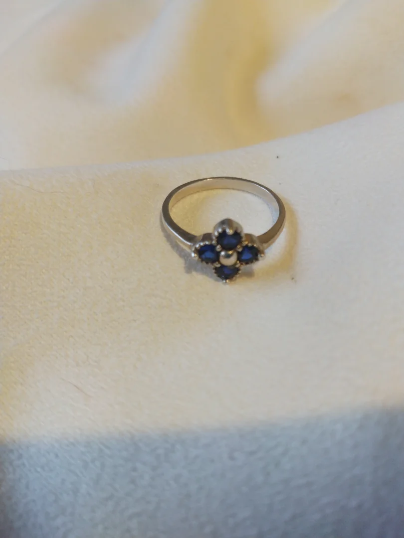 Anillo plata trébol azul — Rose& Shei accesorios