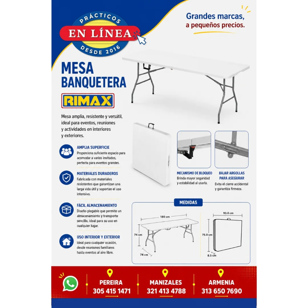 MESA BANQUETERA RIMAX — Muebles prácticos Manizales