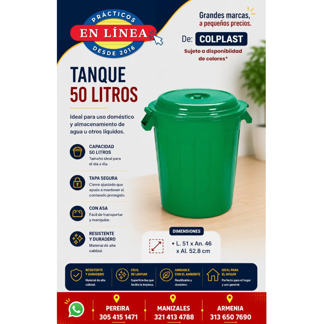 TANQUE DE 50 LITROS COLPLAST — Muebles prácticos Manizales