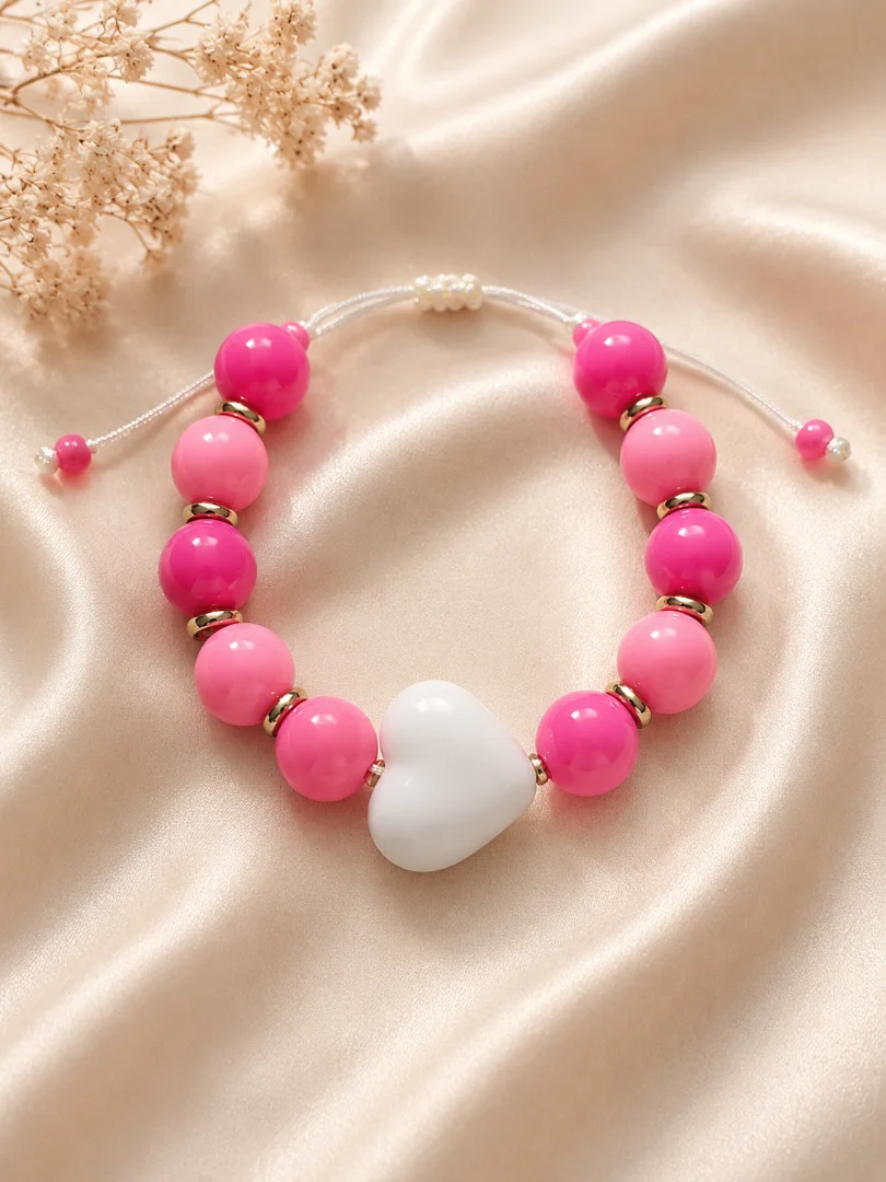 Pulseras graduables con corazones rojas, fucsia aguamarina y tonos tierra — Candelaria Accesorios