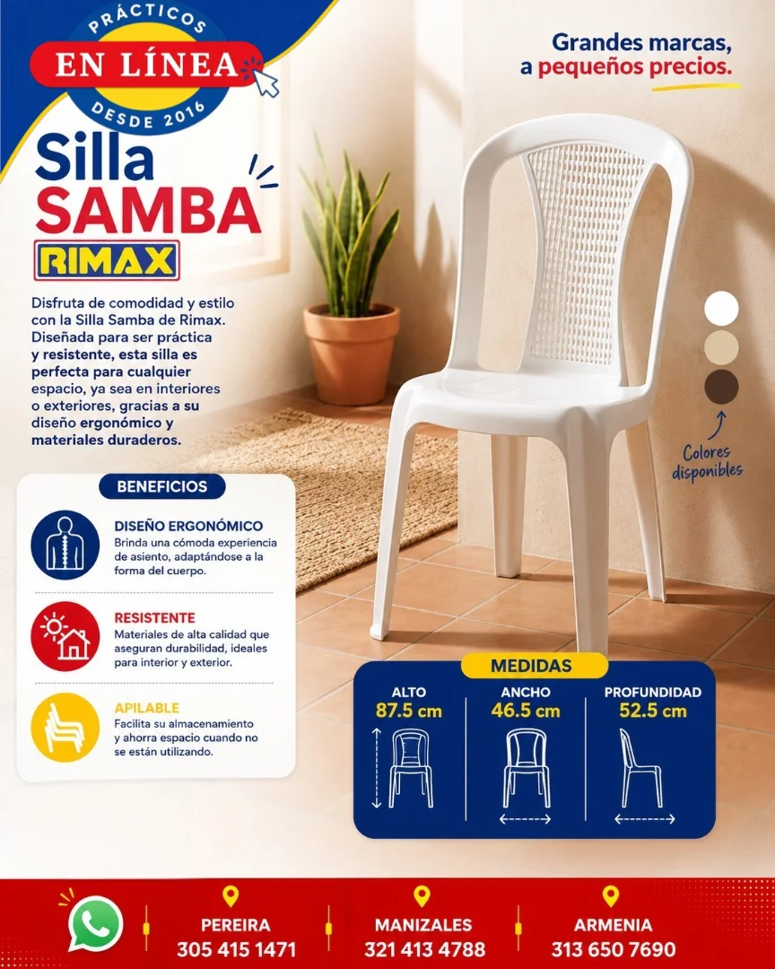 SILLA SAMBA RIMAX — Muebles prácticos Manizales