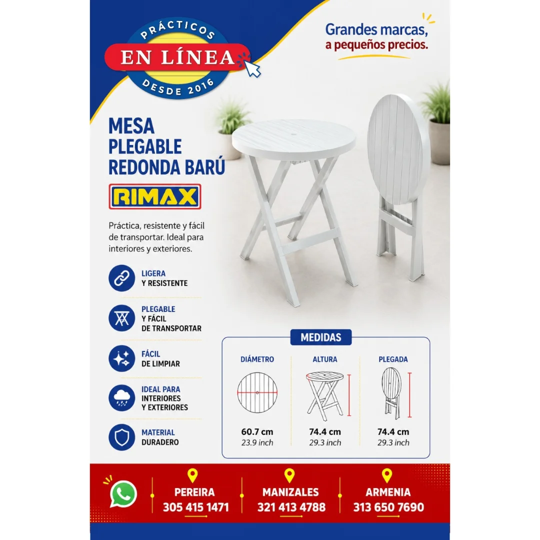 MESA PLEGABLE REDONDA — Muebles prácticos Manizales