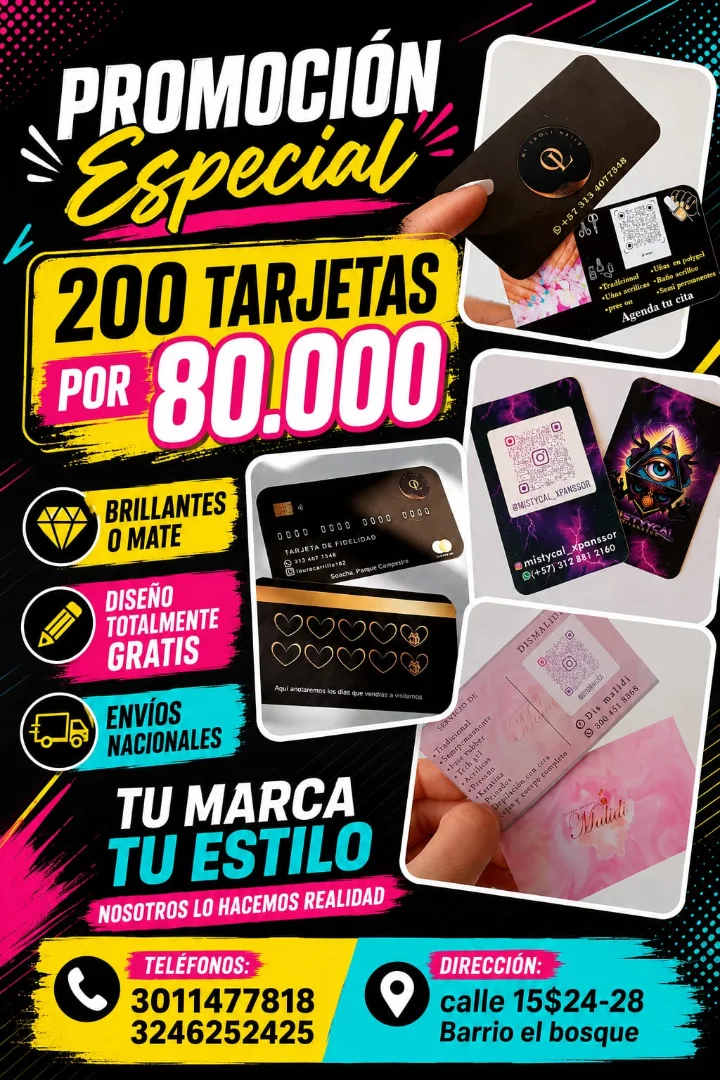 TARJETA DE PRESENTACION POCAS UNIDADES — NICDALI PUBLICIDAD