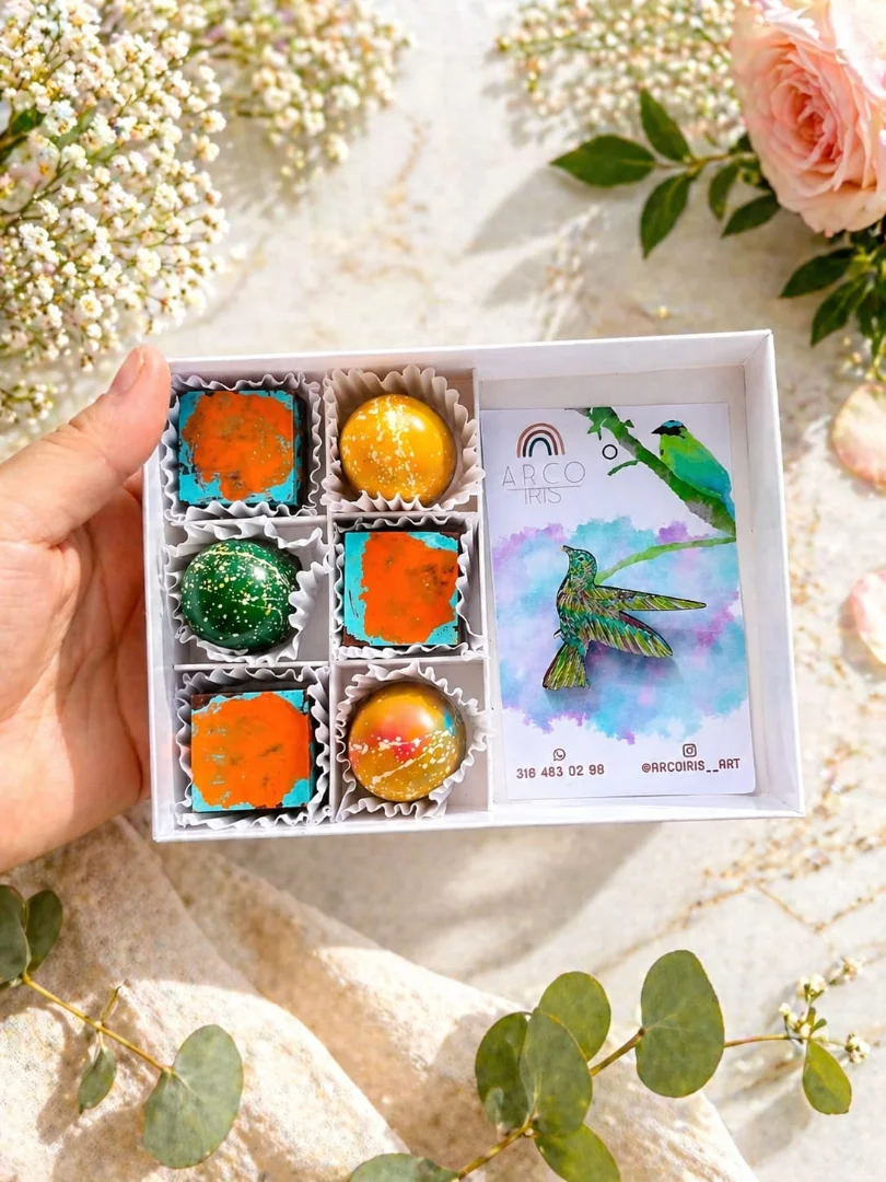 Caja colibrí y prendedor — Choquarte - Chocolatería artesanal