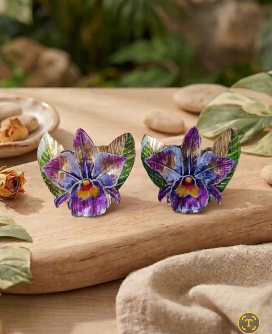 Aretes orquídea AH02. — RubiValur