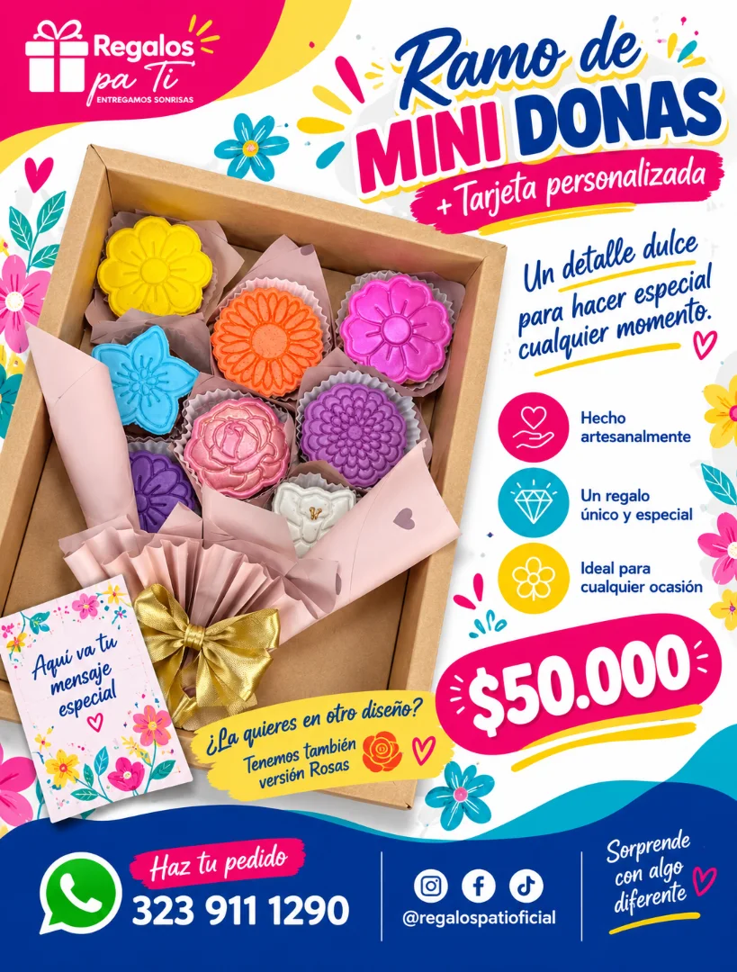 Ramo de Mini Donas + Tarjeta Personalizada — Regalos pa Ti