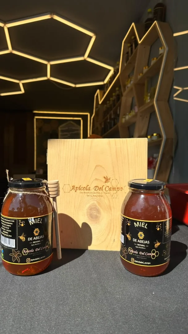 Miel de Abejas Cruda x 1.000 G (Vidrio + palo mielero) — Apiola del Campo