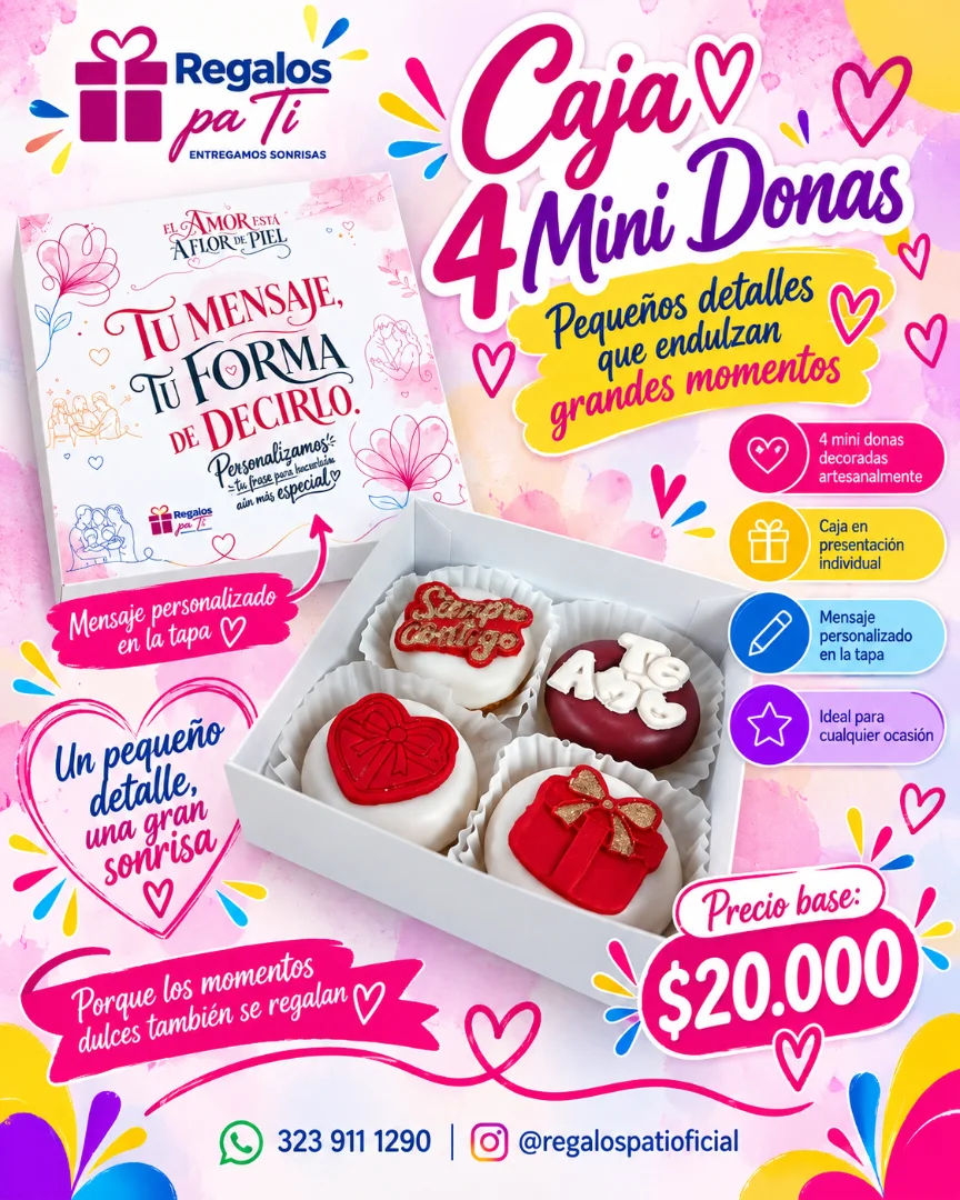 Caja 4 Mini Donas — Regalos pa Ti